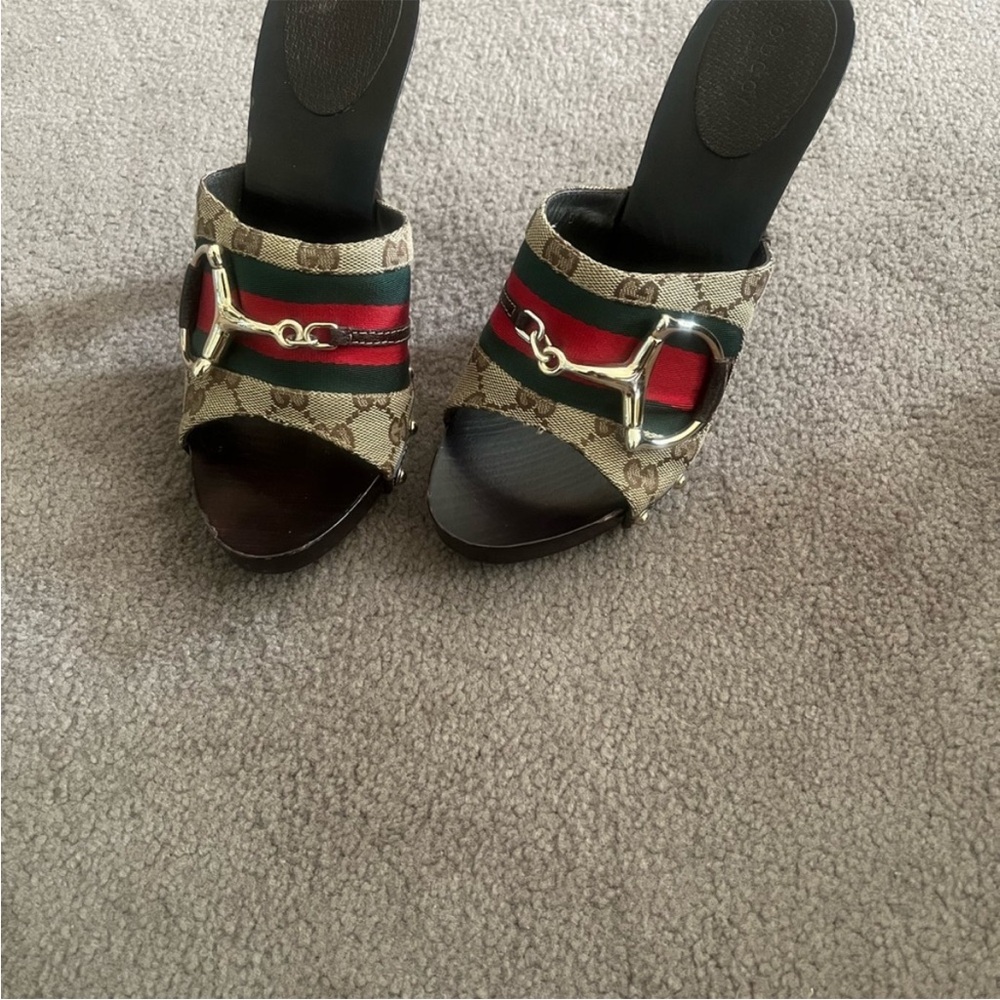 Gucci Women's Mules with Red, Green, and Black Accents